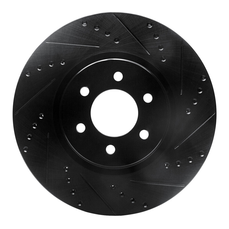 Dodge Viper Brake Rotor (1) - Front Right - R1 Concepts - Drilled & Slotted - Black - `92-`02